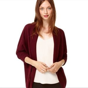 Aritzia Wilfred Diderot Cocoon Cardigan In Burgundy Open Front Top Sweater XS